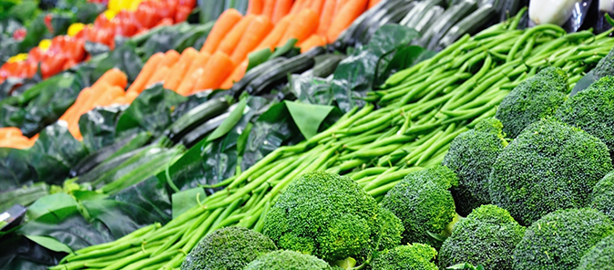 Stock image of vegetables in supermarket